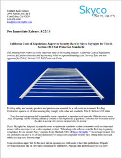 Cal/OSHA Compliant Security Bars- Press Release